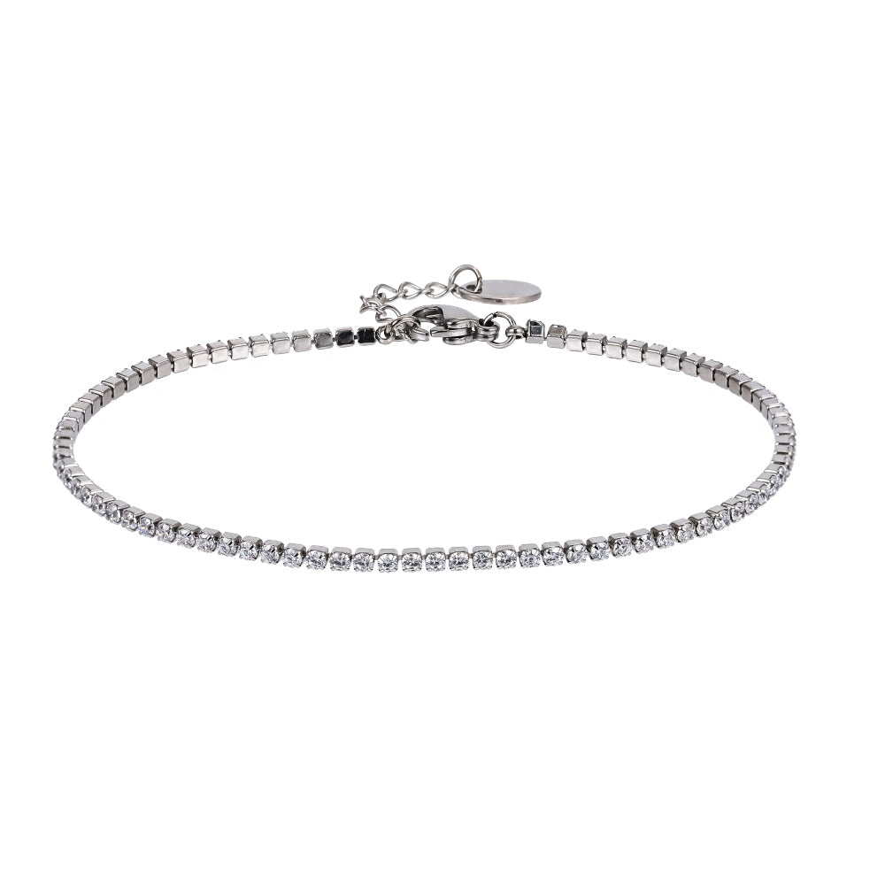 MBSS220 STAINLESS STEEL TENNIS BARCELET WITH ROUND CZ