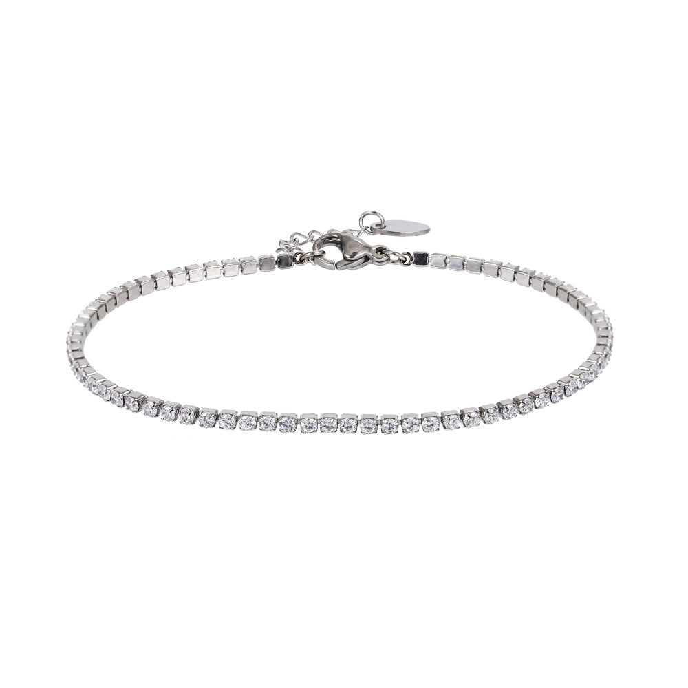 MBSS220 STAINLESS STEEL TENNIS BARCELET WITH ROUND CZ