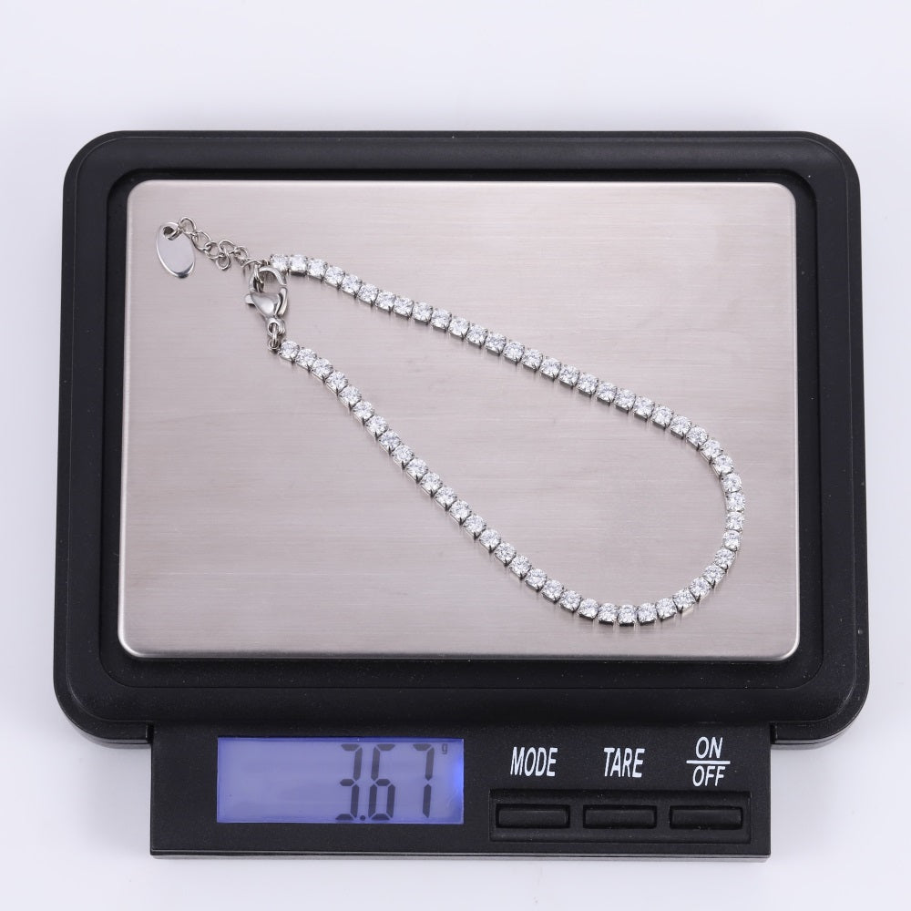 MBSS220 STAINLESS STEEL TENNIS BARCELET WITH ROUND CZ