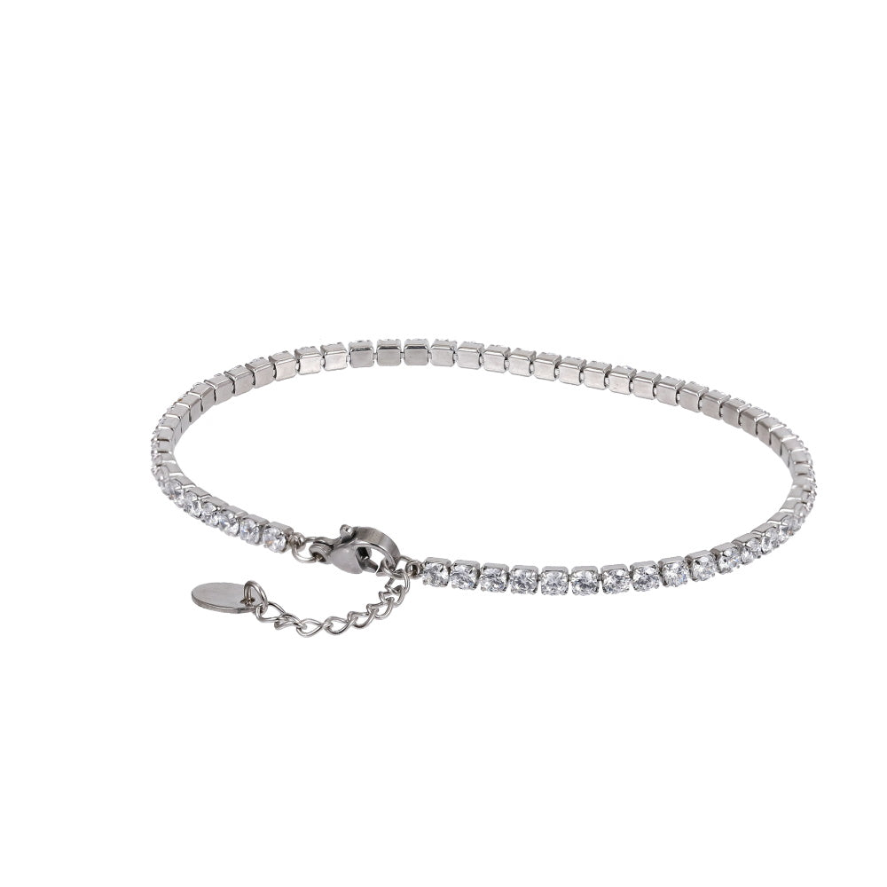 MBSS220 STAINLESS STEEL TENNIS BARCELET WITH ROUND CZ