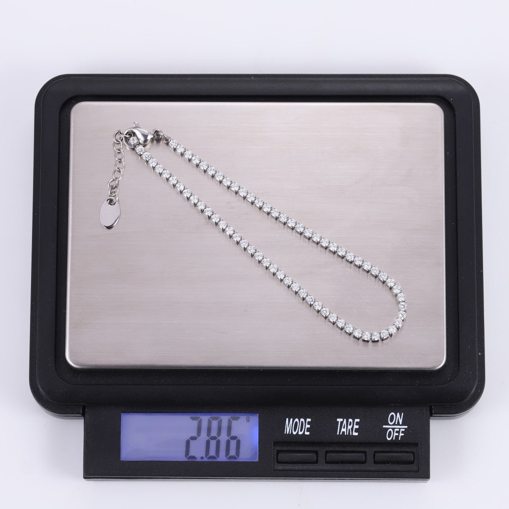 MBSS220 STAINLESS STEEL TENNIS BARCELET WITH ROUND CZ