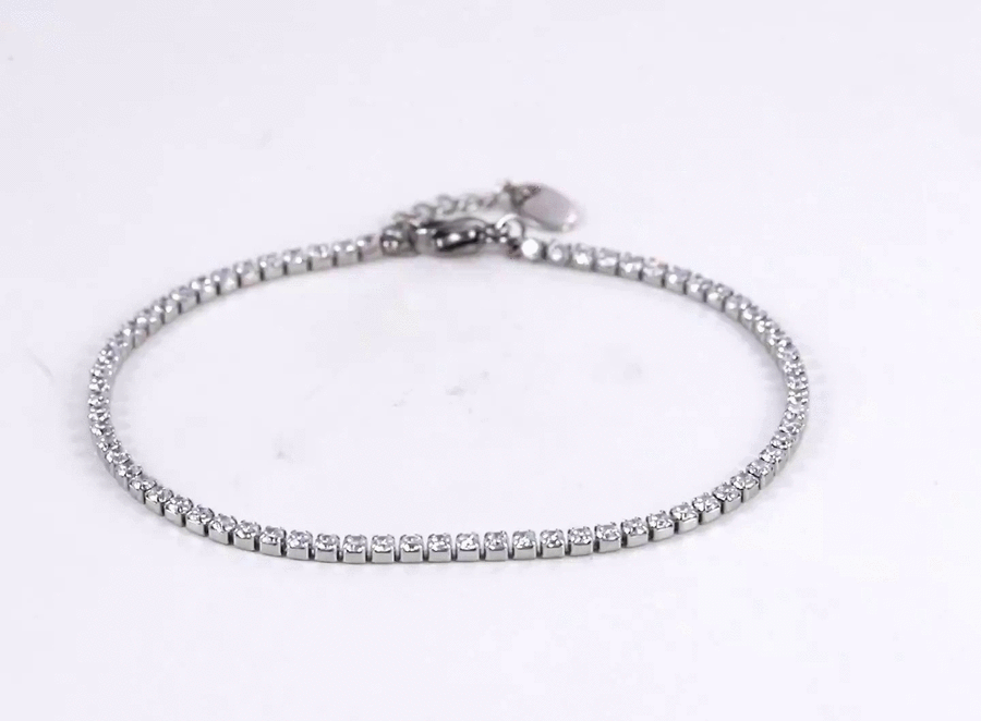 MBSS220 STAINLESS STEEL TENNIS BARCELET WITH ROUND CZ