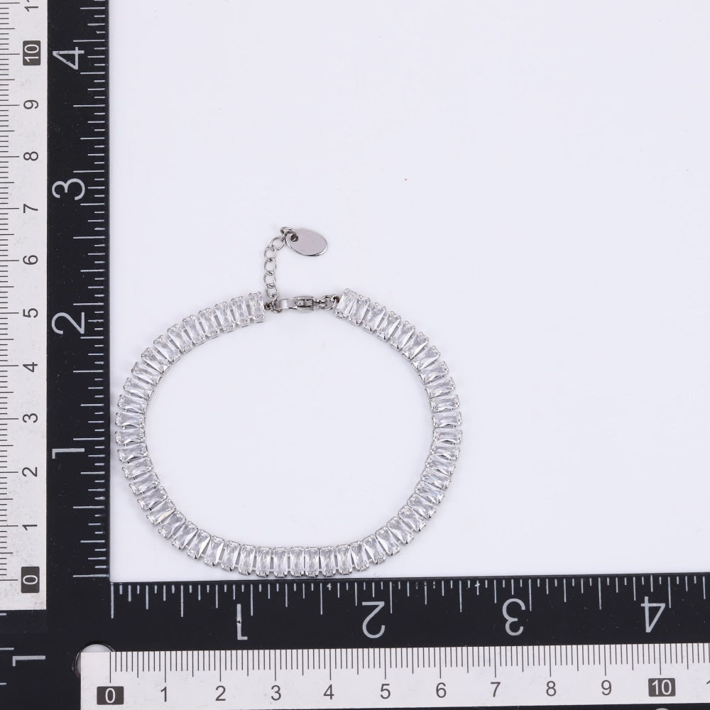 MBSS223 STAINLESS STEEL TENNIS BRACELET WITH BAGUETTE CZ