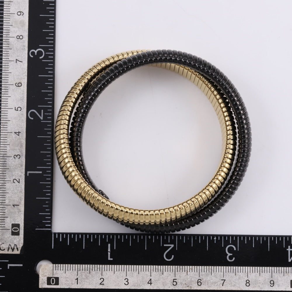 MBSS235 STAINLESS STEEL DOUBLE ELASTIC SNAKE CHAIN BRACELET