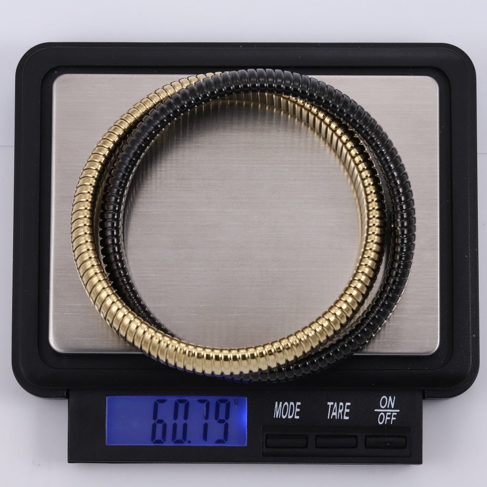 MBSS235 STAINLESS STEEL DOUBLE ELASTIC SNAKE CHAIN BRACELET
