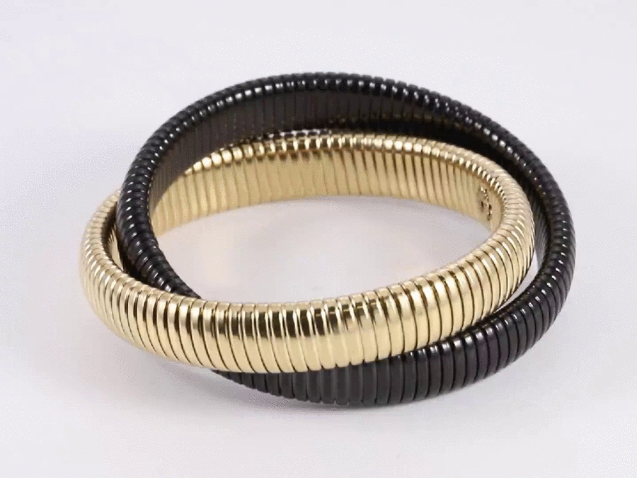 MBSS235 STAINLESS STEEL DOUBLE ELASTIC SNAKE CHAIN BRACELET