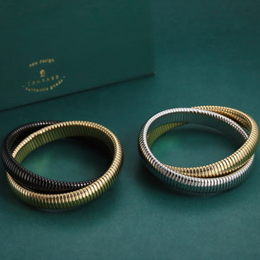 MBSS235 STAINLESS STEEL DOUBLE ELASTIC SNAKE CHAIN BRACELET