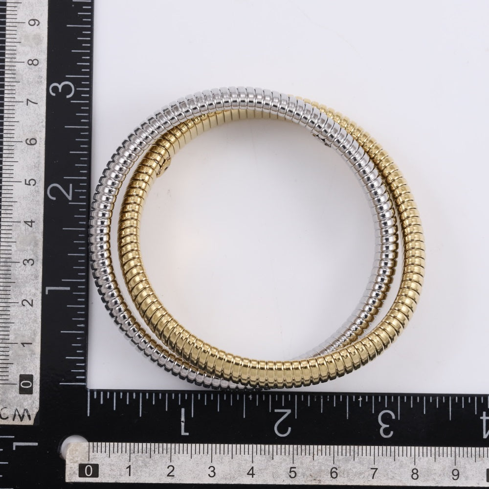 MBSS235 STAINLESS STEEL DOUBLE ELASTIC SNAKE CHAIN BRACELET