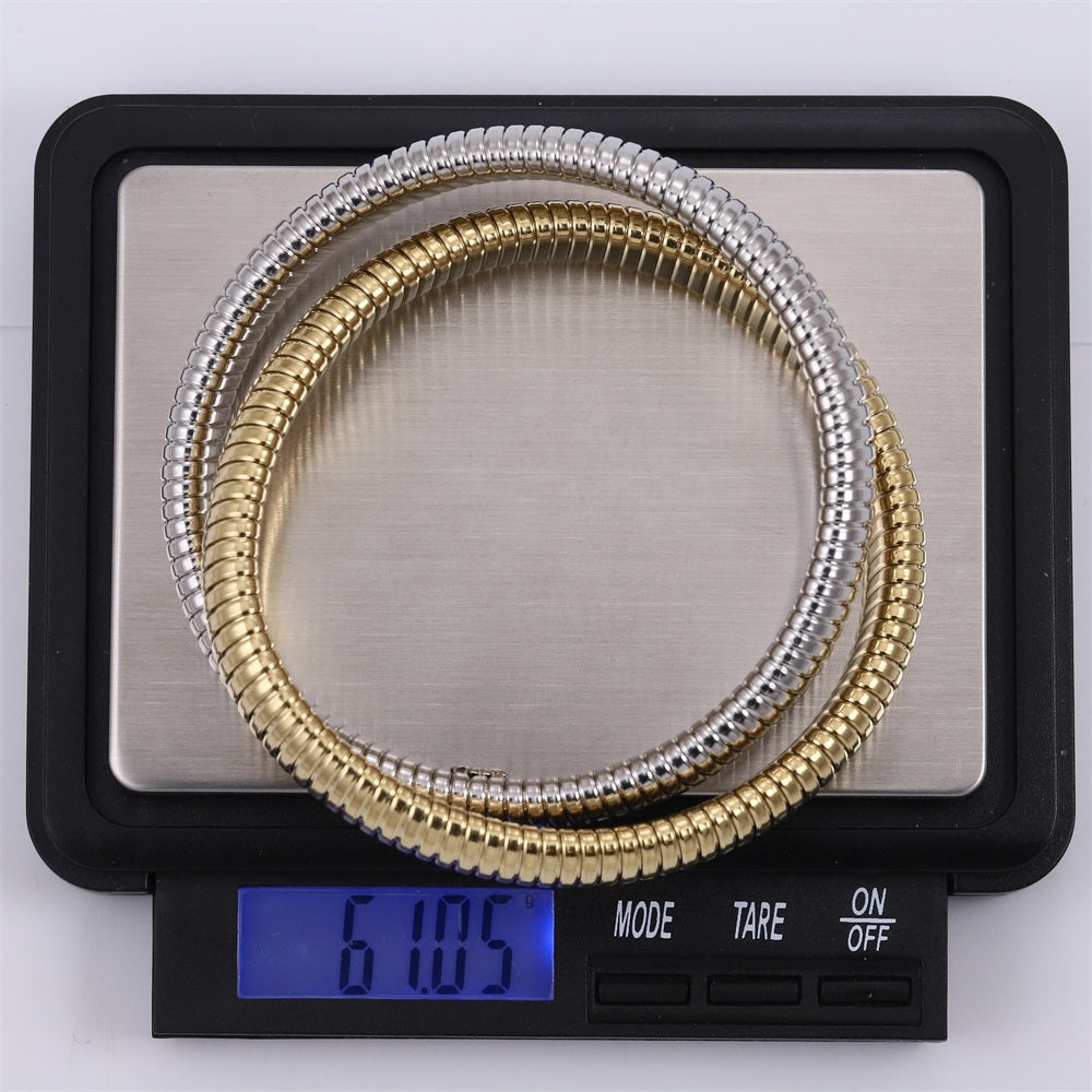MBSS235 STAINLESS STEEL DOUBLE ELASTIC SNAKE CHAIN BRACELET
