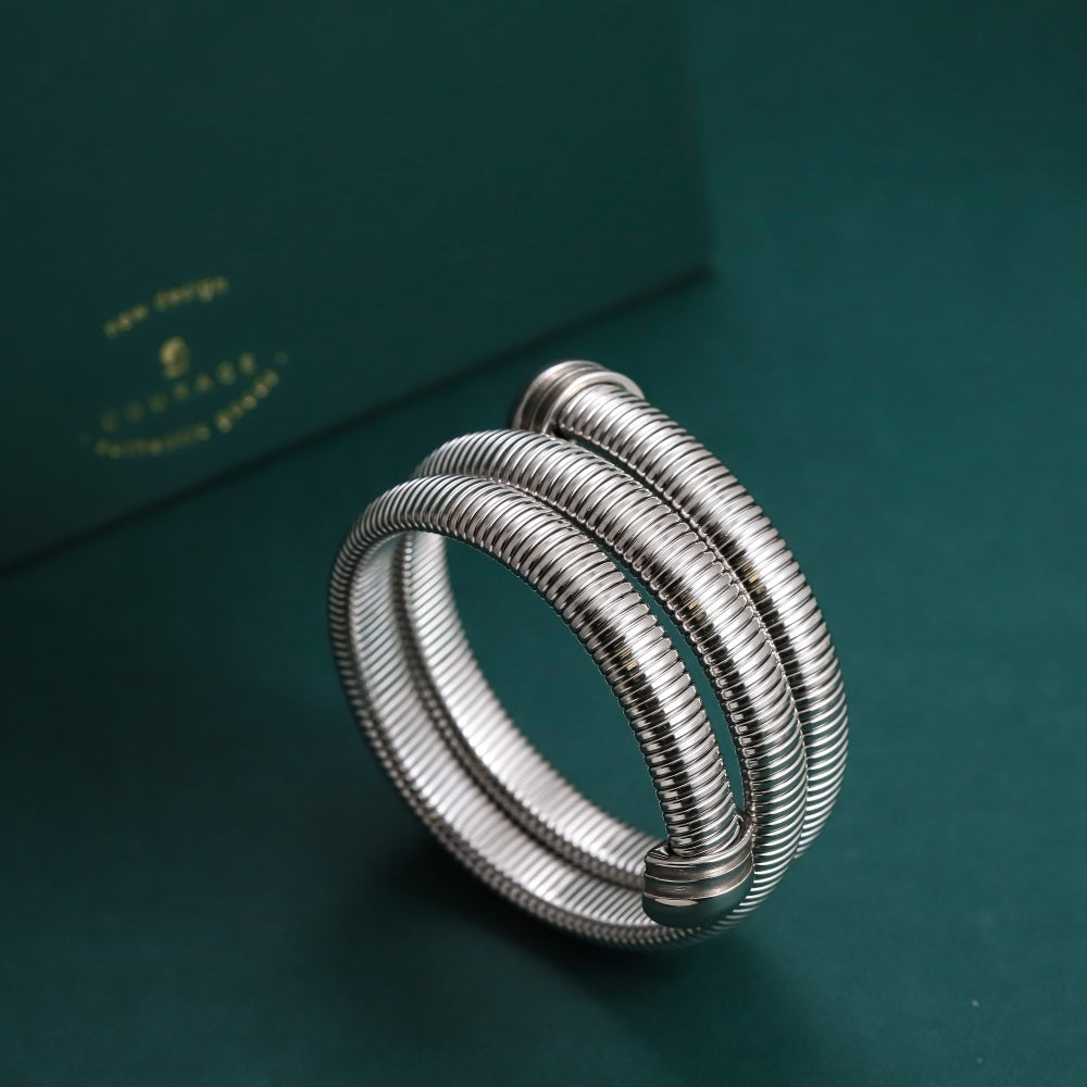 MBSS236 STAINLESS STEEL ELASTIC SNAKE CHAIN WARP BRACELET