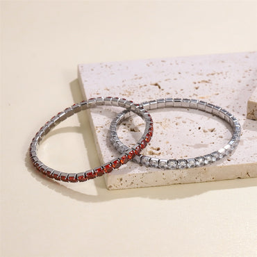 MBSS238 STAINLESS STEEL ELASTIC TENNIS BRACELET WITH CZ