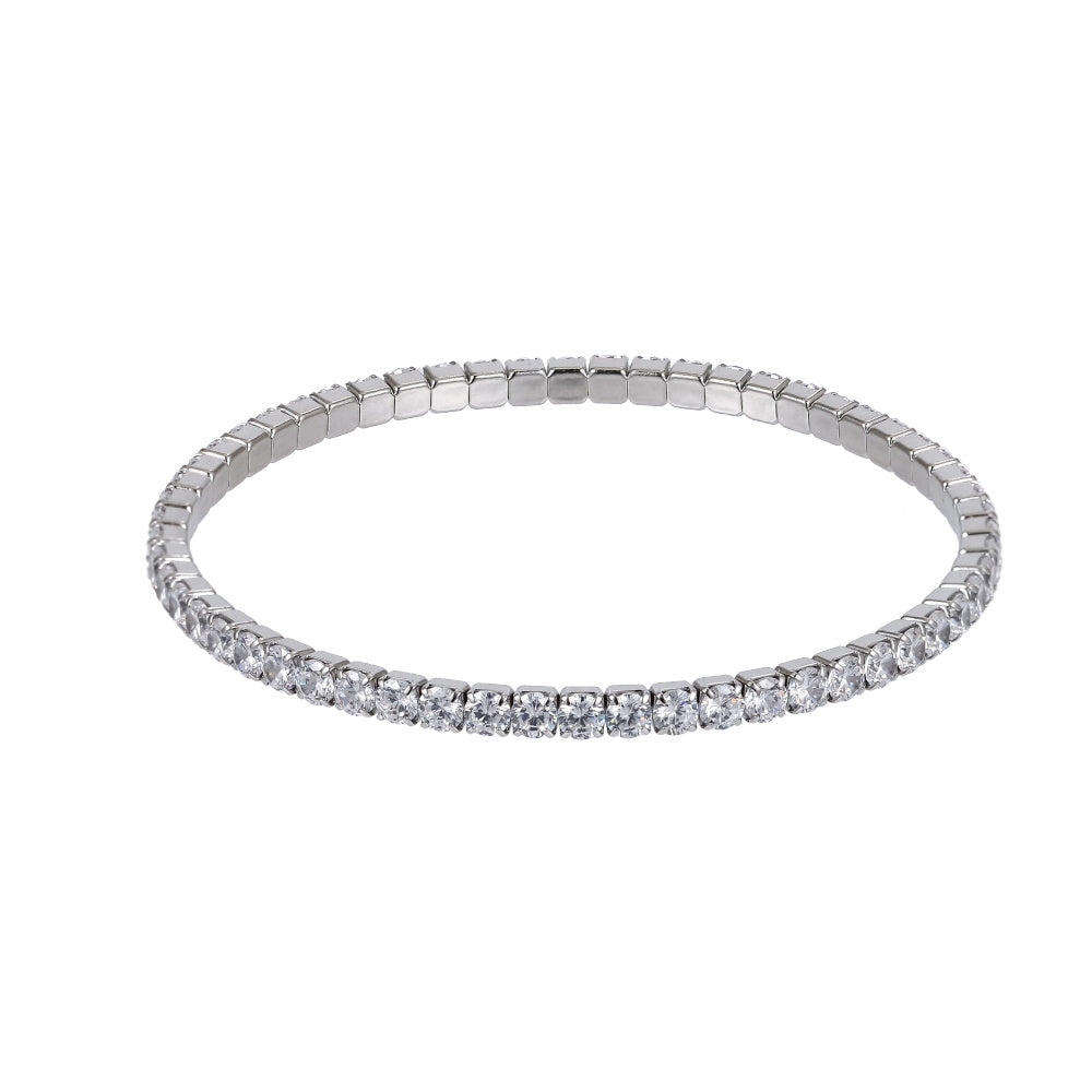 MBSS238 STAINLESS STEEL ELASTIC TENNIS BRACELET WITH CZ