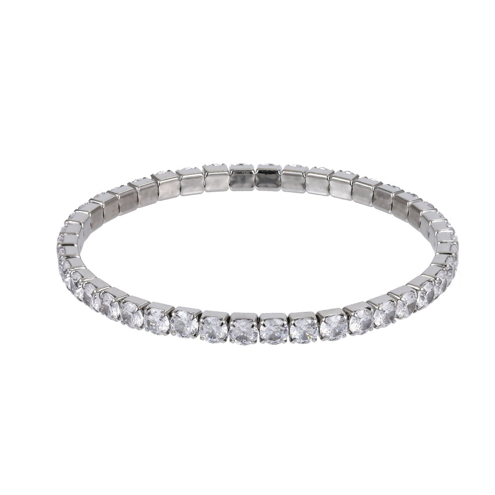 MBSS238 STAINLESS STEEL ELASTIC TENNIS BRACELET WITH CZ