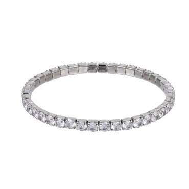 MBSS238 STAINLESS STEEL ELASTIC TENNIS BRACELET WITH CZ