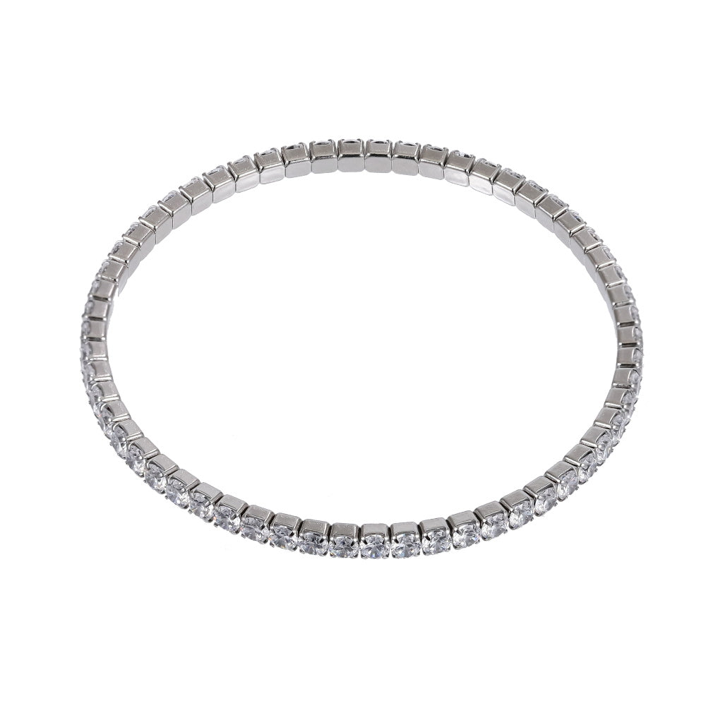 MBSS238 STAINLESS STEEL ELASTIC TENNIS BRACELET WITH CZ