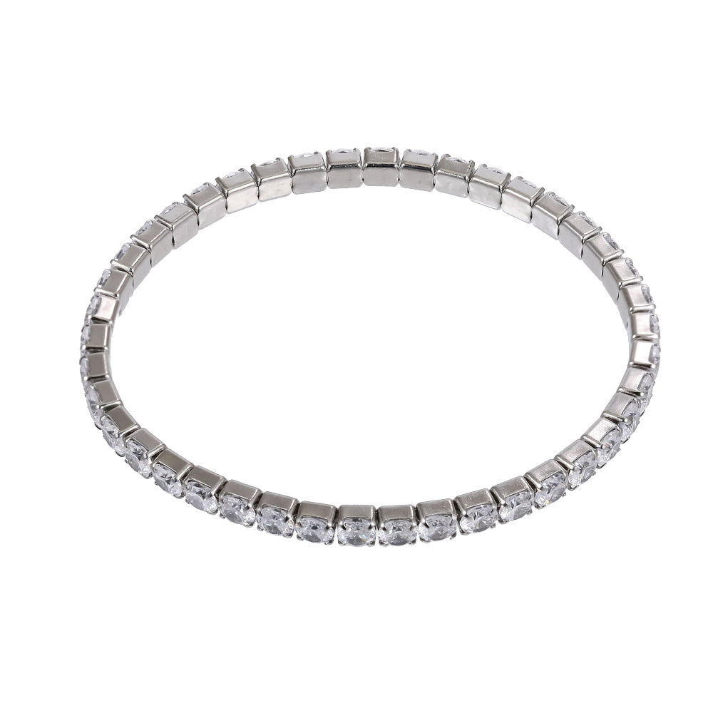 MBSS238 STAINLESS STEEL ELASTIC TENNIS BRACELET WITH CZ
