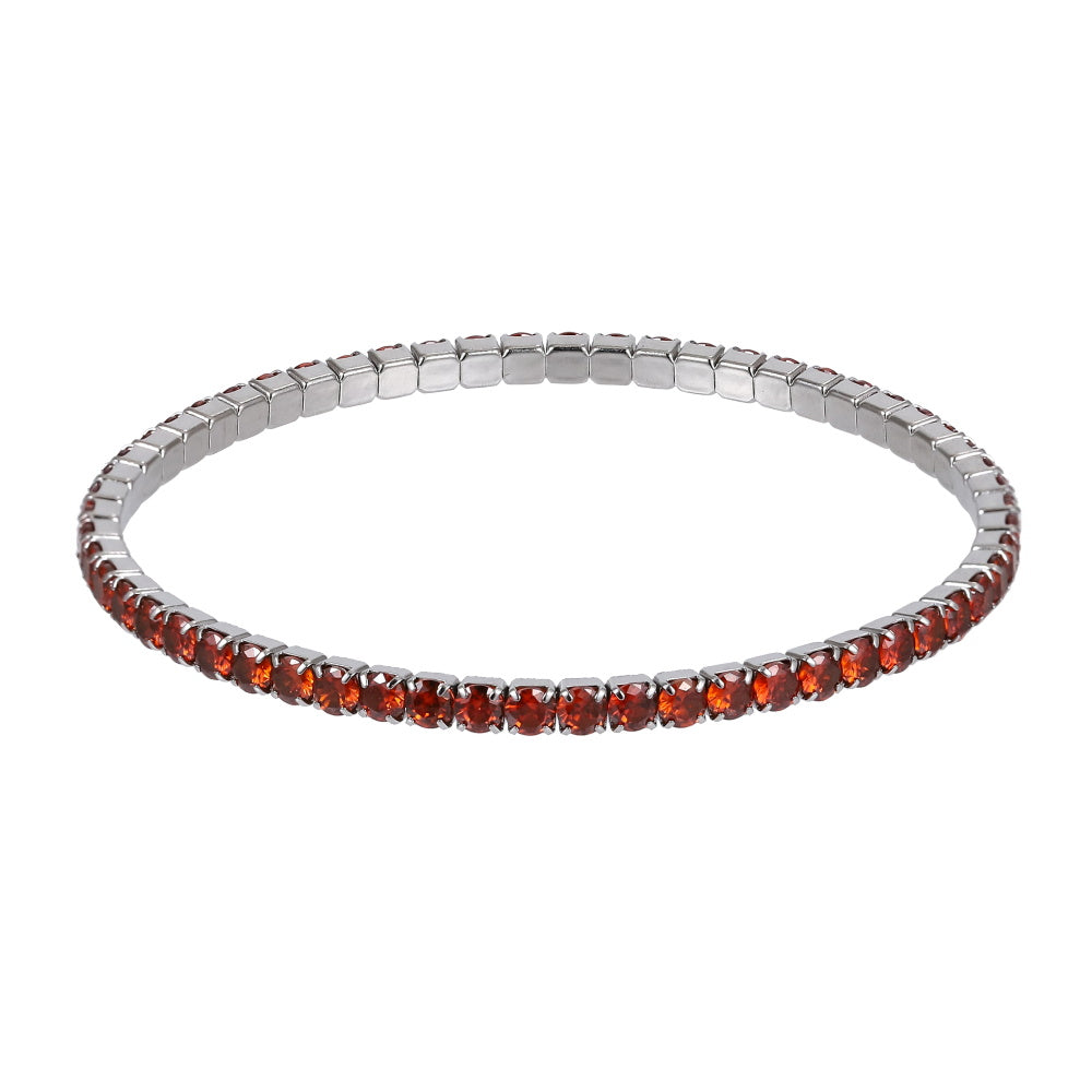 MBSS238 STAINLESS STEEL ELASTIC TENNIS BRACELET WITH CZ