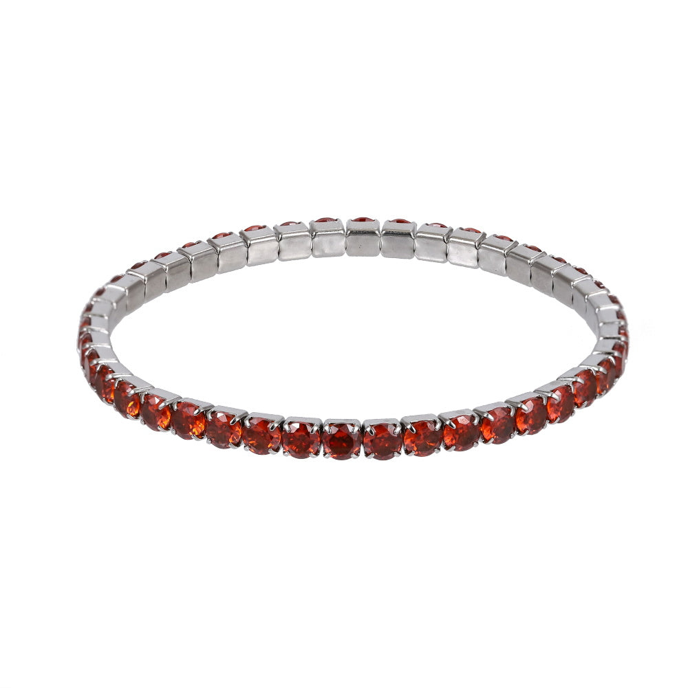 MBSS238 STAINLESS STEEL ELASTIC TENNIS BRACELET WITH CZ