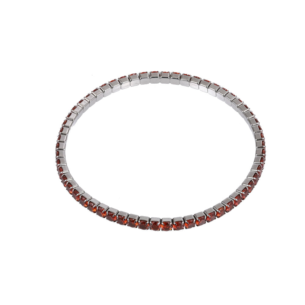 MBSS238 STAINLESS STEEL ELASTIC TENNIS BRACELET WITH CZ