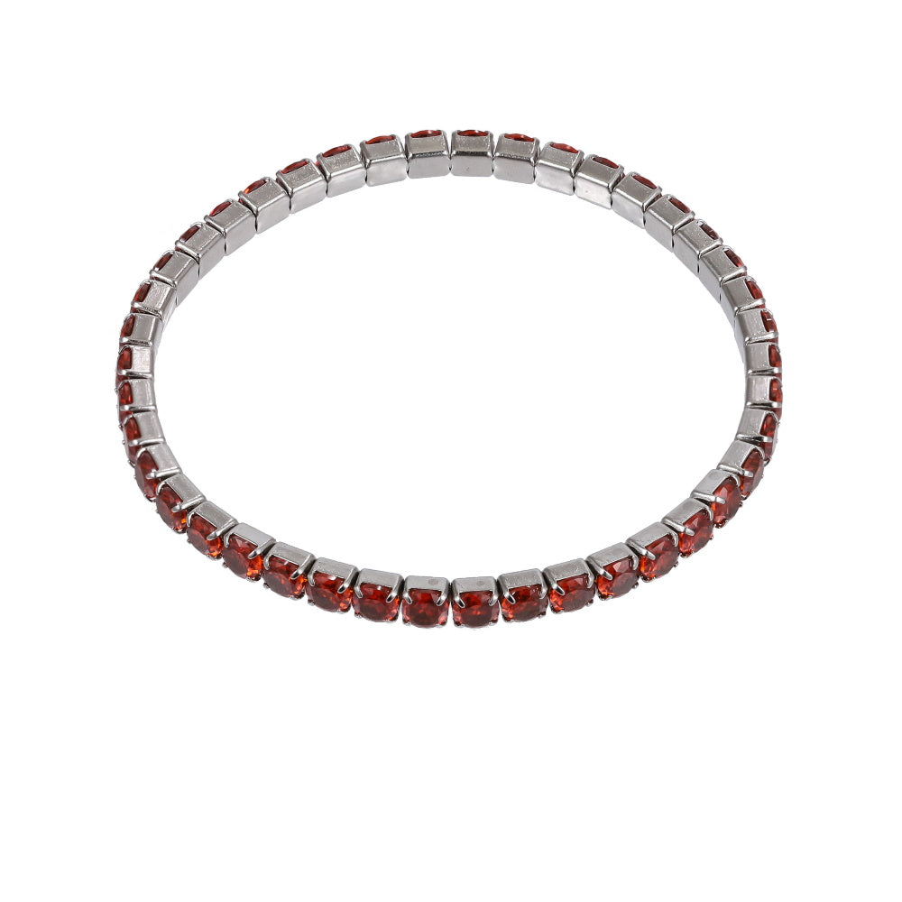 MBSS238 STAINLESS STEEL ELASTIC TENNIS BRACELET WITH CZ