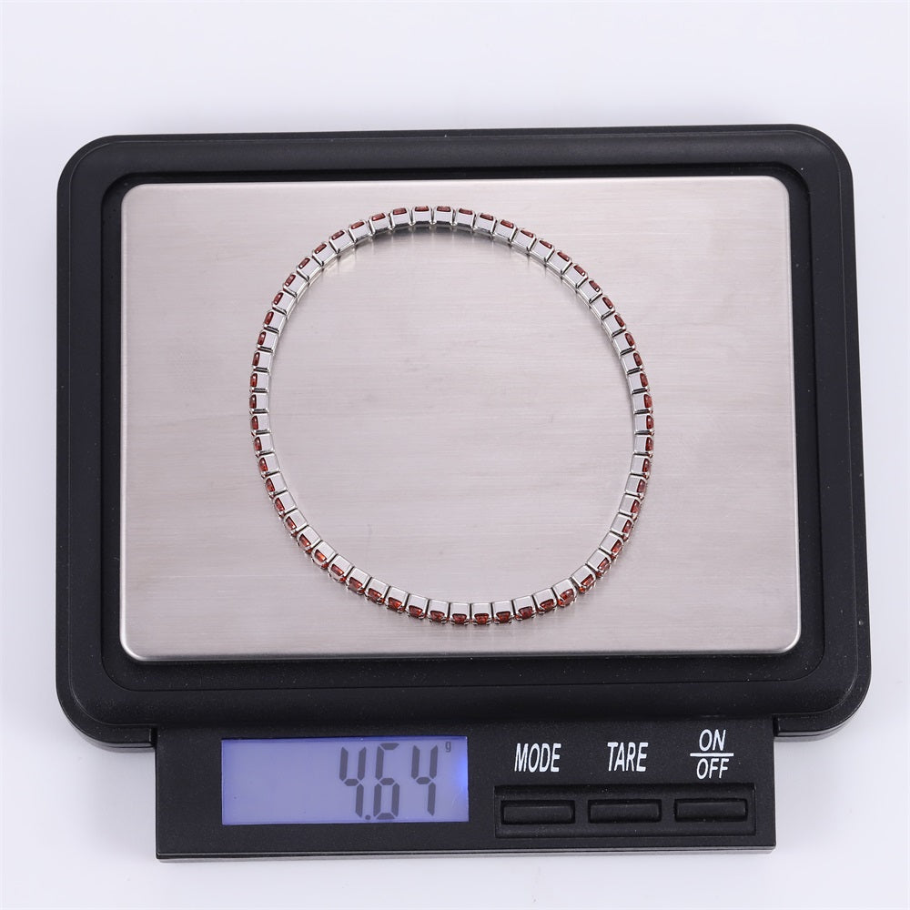 MBSS238 STAINLESS STEEL ELASTIC TENNIS BRACELET WITH CZ