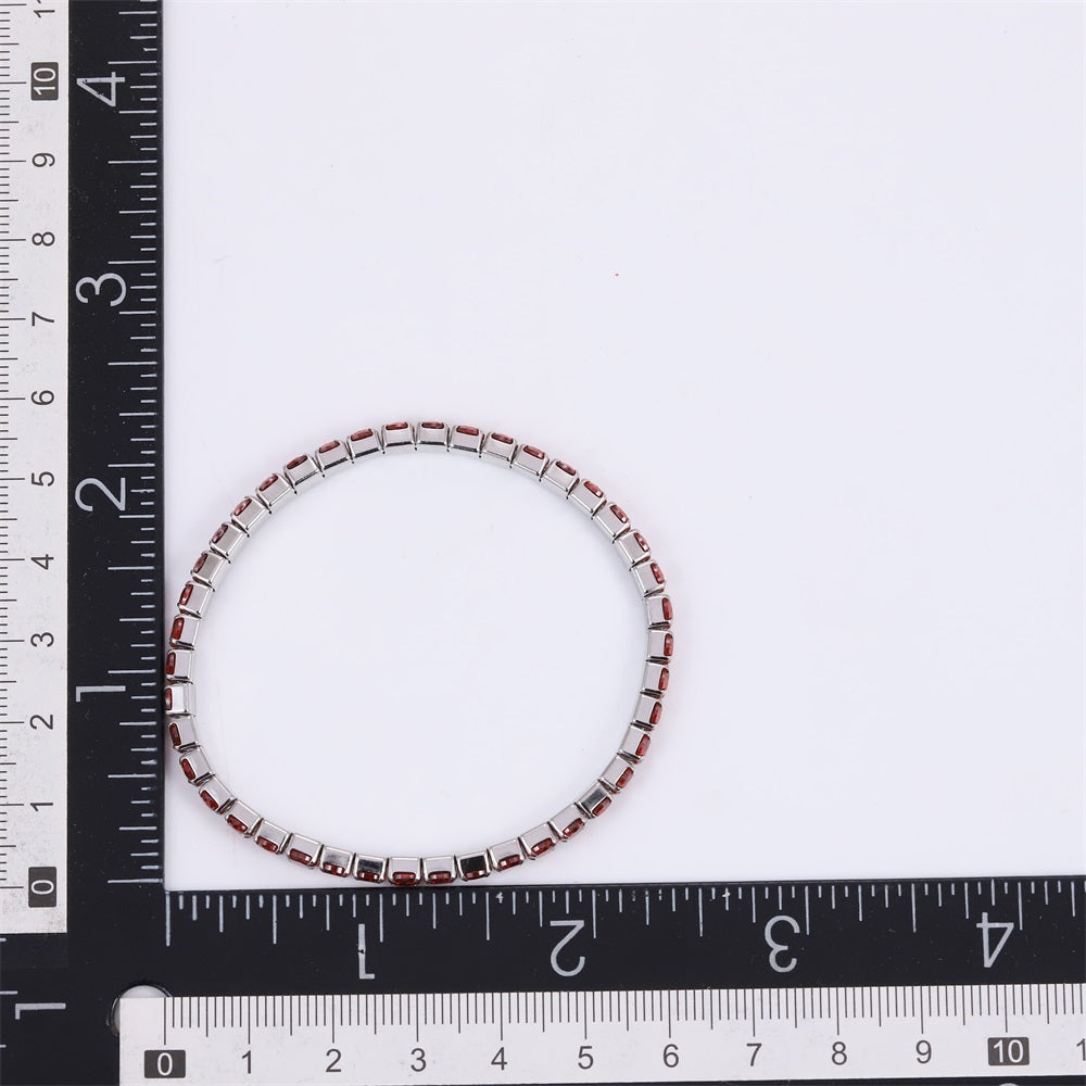 MBSS238 STAINLESS STEEL ELASTIC TENNIS BRACELET WITH CZ