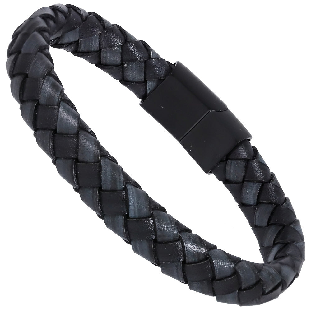 MBSS247 STAINLESS STEEL BRAIDED LEATHER BRACELET
