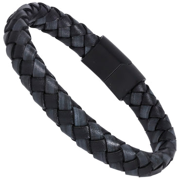 MBSS247 STAINLESS STEEL BRAIDED LEATHER BRACELET