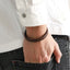 MBSS247 STAINLESS STEEL BRAIDED LEATHER BRACELET