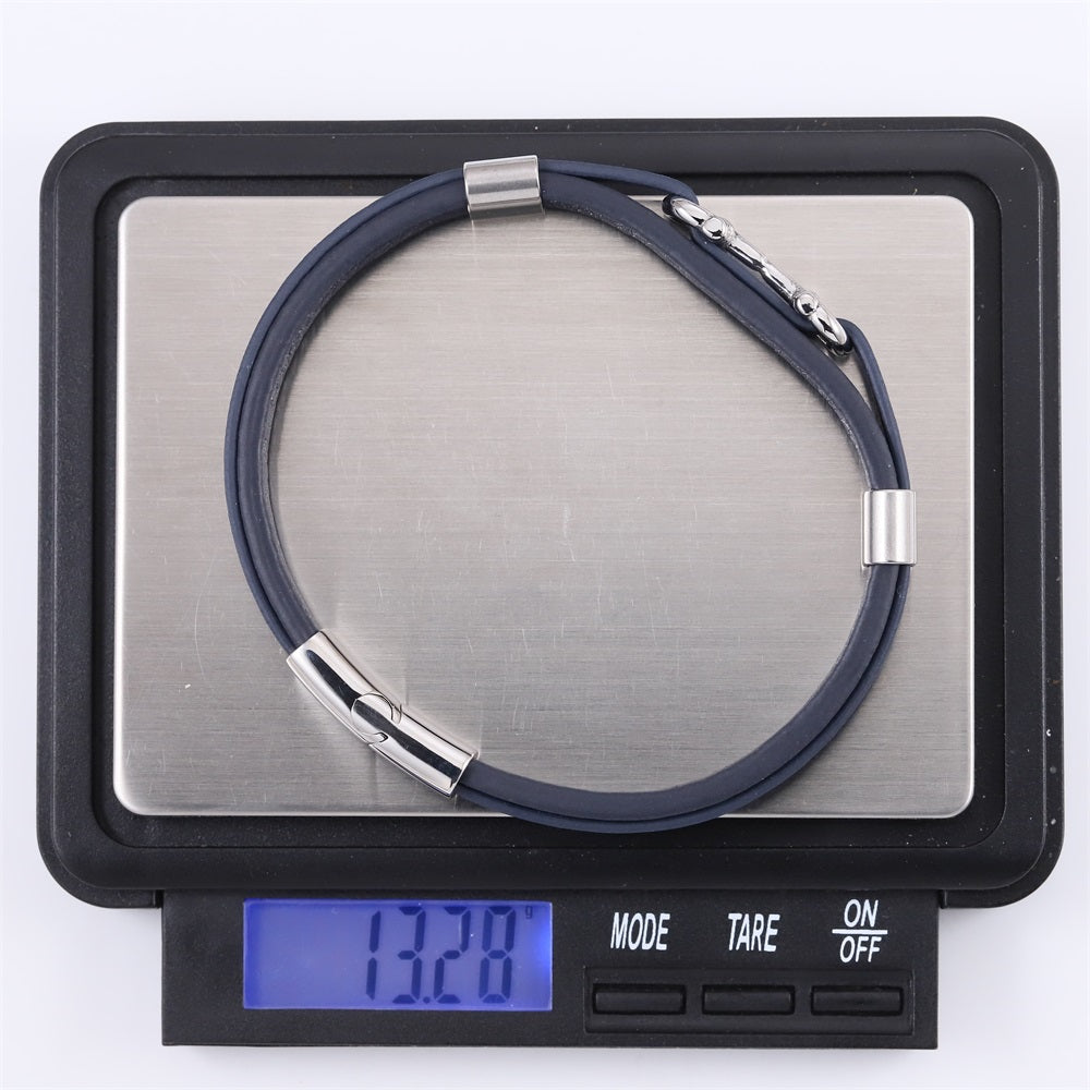 MBSS248 STAINLESS STEEL LEATHER BRACELET WITH BUCKLE DESIGN