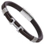 MBSS248 STAINLESS STEEL LEATHER BRACELET WITH BUCKLE DESIGN