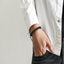 MBSS249 STAINLESS STEEL BRAIDED LEATHER & ROPE BRACELET