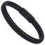 MBSS249 STAINLESS STEEL BRAIDED LEATHER & ROPE BRACELET
