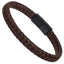 MBSS249 STAINLESS STEEL BRAIDED LEATHER & ROPE BRACELET