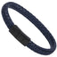 MBSS249 STAINLESS STEEL BRAIDED LEATHER & ROPE BRACELET