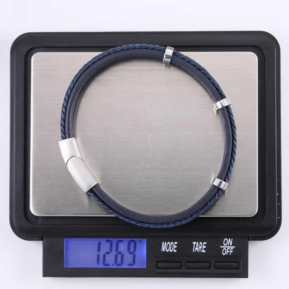 MBSS250 STAINLESS STEEL LAYERED LEATHER BRACELET