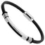 MBSS251 STAINLESS STEEL LEATHER BRACELET WITH ID PLATE