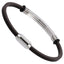 MBSS251 STAINLESS STEEL LEATHER BRACELET WITH ID PLATE
