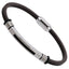 MBSS251 STAINLESS STEEL LEATHER BRACELET WITH ID PLATE