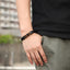 MBSS253 STAINLESS STEEL LEATHER BRACELET WITH HEMATITE & STONE