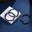 MBSS254 STAINLESS STEEL LEATHER BRACELET WITH CHAIN LINK DESIGN