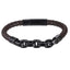 MBSS254 STAINLESS STEEL LEATHER BRACELET WITH CHAIN LINK DESIGN