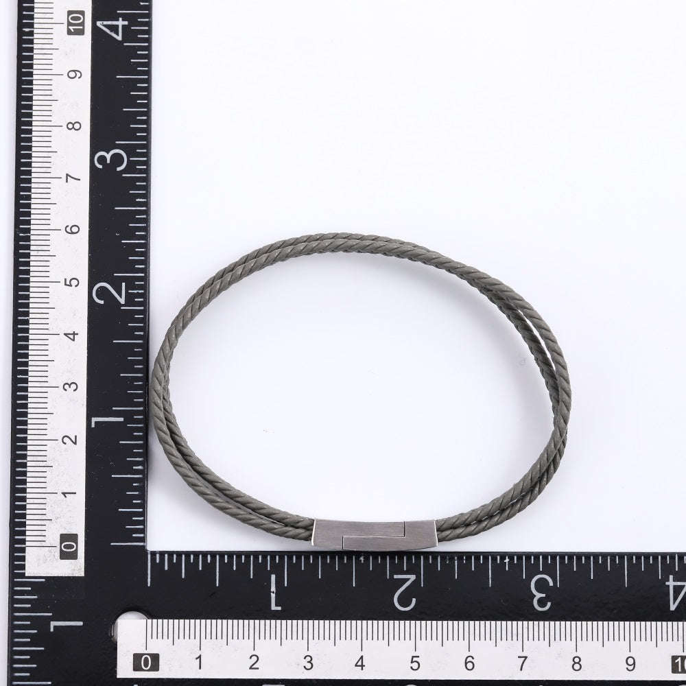 MBSS255 STAINLESS STEEL & DOUBLE LEATHER BRACELET