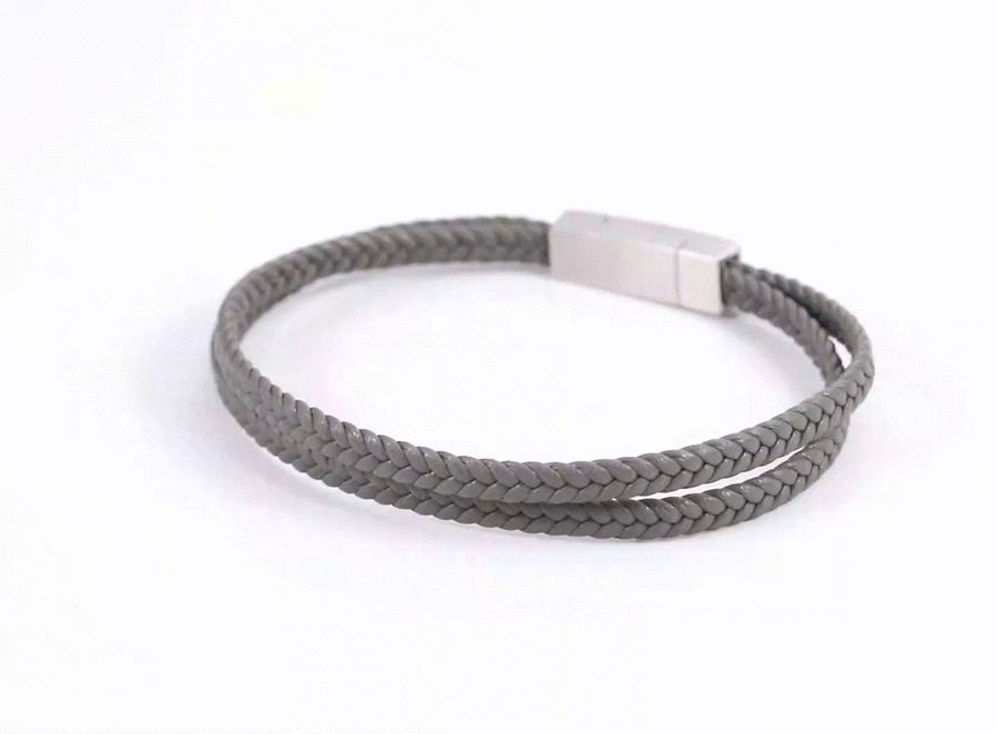 MBSS255 STAINLESS STEEL & DOUBLE LEATHER BRACELET