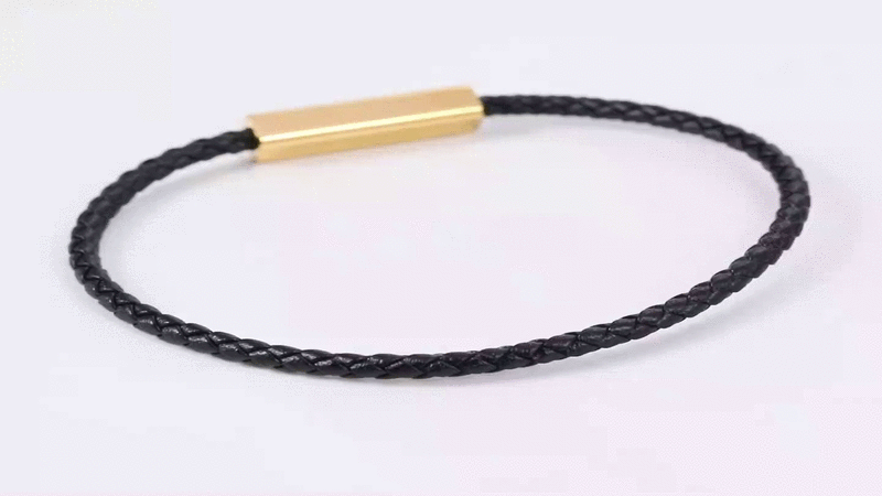 MBSS257 STAINLESS STEEL SLIM LEATHER BRACELET