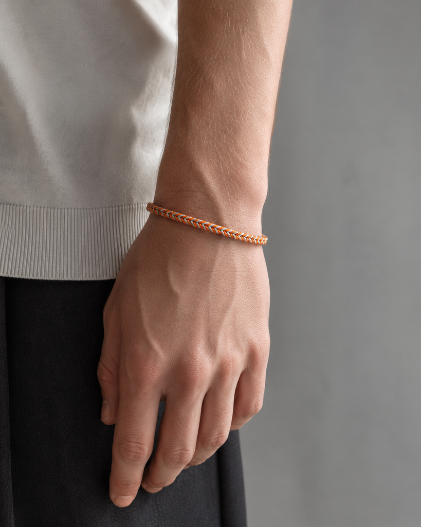 MBSS258 STAINLESS STEEL CHAIN BRACELET WITH ROPE
