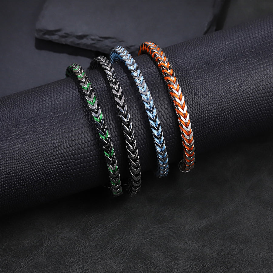 MBSS258 STAINLESS STEEL CHAIN BRACELET WITH ROPE