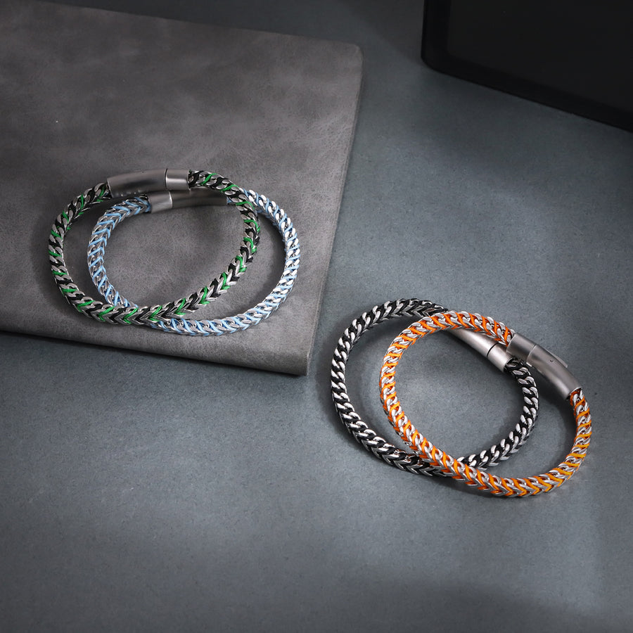MBSS258 STAINLESS STEEL CHAIN BRACELET WITH ROPE