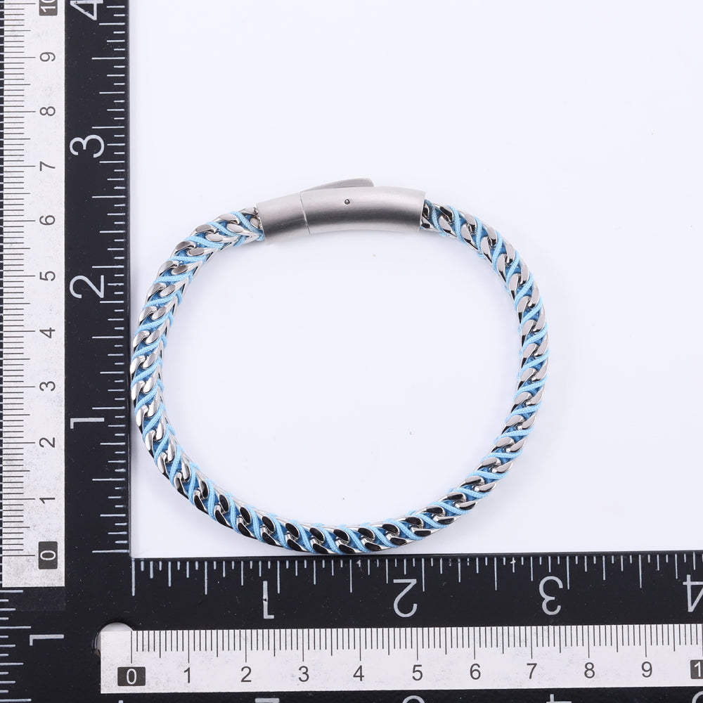 MBSS258 STAINLESS STEEL CHAIN BRACELET WITH ROPE