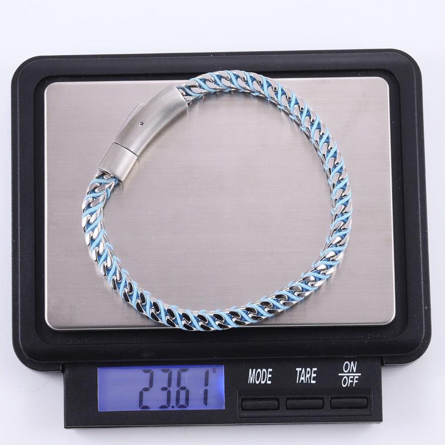MBSS258 STAINLESS STEEL CHAIN BRACELET WITH ROPE